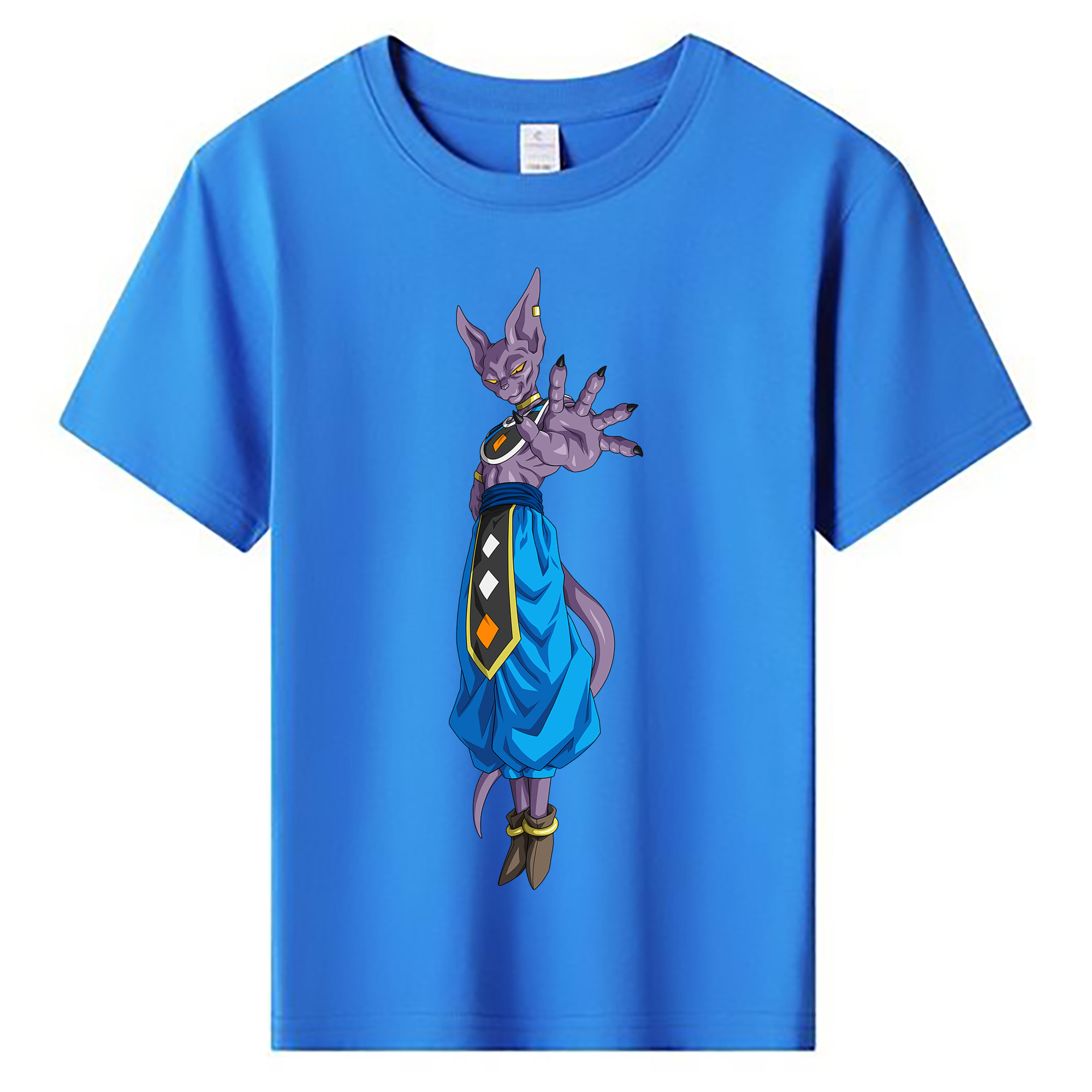 （画像用） ドラゴンボール ビルス 破壊神ビルス DRAGON BALL Beerus Birusu 綿100％キッズTシャツ（フロントプリント）
